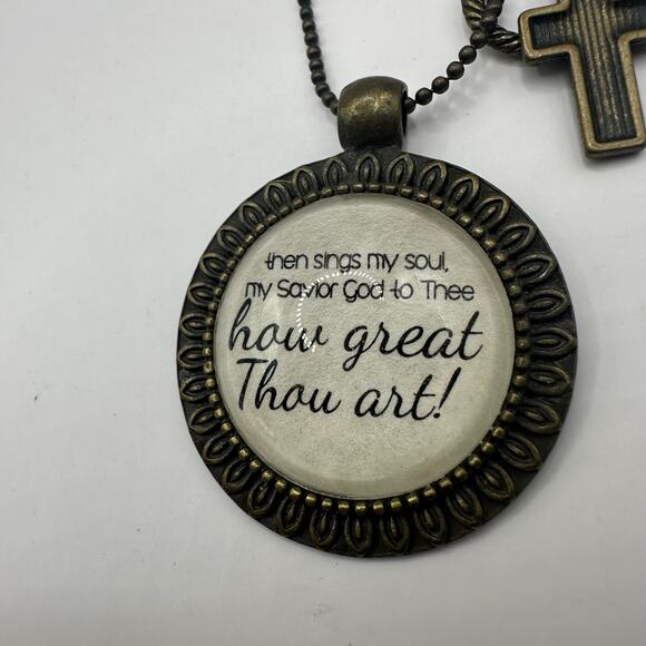Inspirational Scripture Religious Boho Jewelry Pendant Necklace Rustic Country - Picture 3 of 6